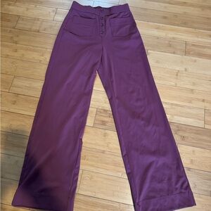 High-Waist Wide Leg Pants - Deep Plum